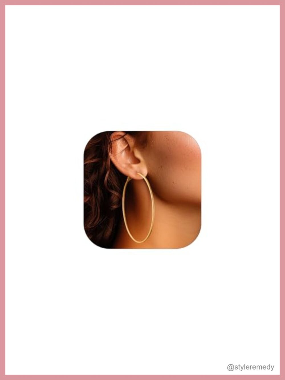 14K Gold Plated Large Hoop Earrings Stainless Steel Thin 2mm